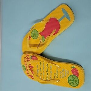Fashion Culture Strawberry Daiquiri Cocktail Graphic Flip Flop Sandals Size 6